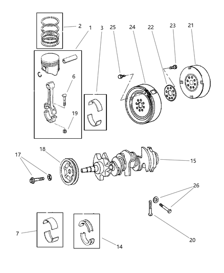 1999 Dodge Intrepid Crankshaft , Piston And Torque Converter Diagram 2