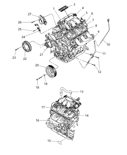 2007 Dodge Caravan Engine Assembly , Identification & Components Diagram 3