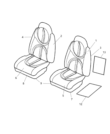 2002 Dodge Durango Front Seat Driver Cushion (Includes Cover, Pad, Recliner) Diagram for XB791DVAA