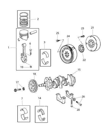 2000 Chrysler LHS Crankshaft , Piston And Torque Converter Diagram 3
