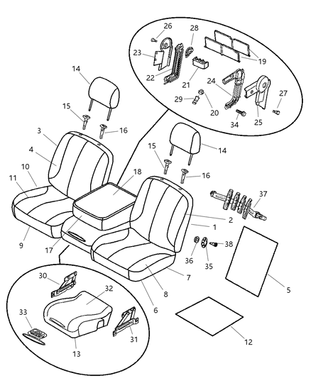 2005 Dodge Ram 1500 Seat Back-Front Diagram for 1BN741L5AA