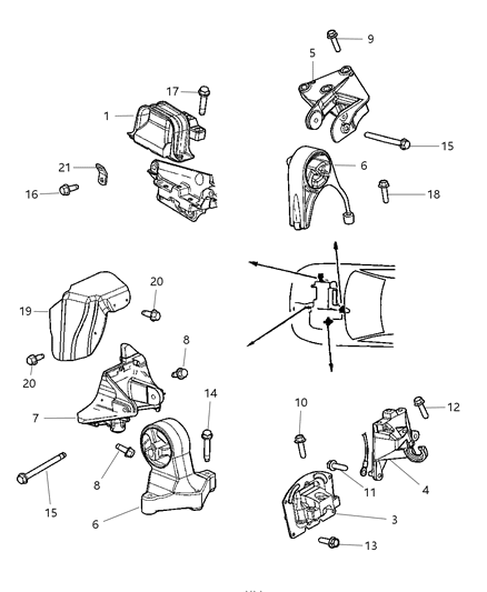 2002 Dodge Stratus Nut-Tapping HEXAGON Head Diagram for 6506210AA