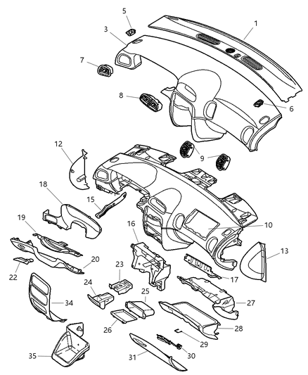 1999 Chrysler Concorde Duct-Air Conditioning & Heater Diagram for QU68DX9AA