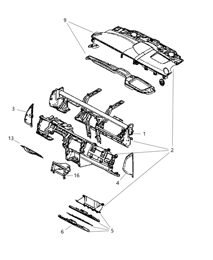 2009 Chrysler Aspen Instrument Panel & Structure Diagram