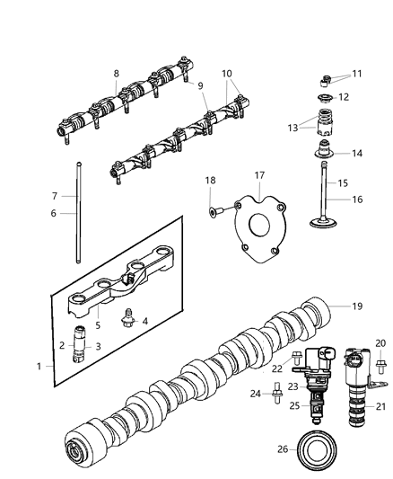 2014 Jeep Grand Cherokee Hydraulic Roller Deactivating Lifter Diagram for 5038683AA