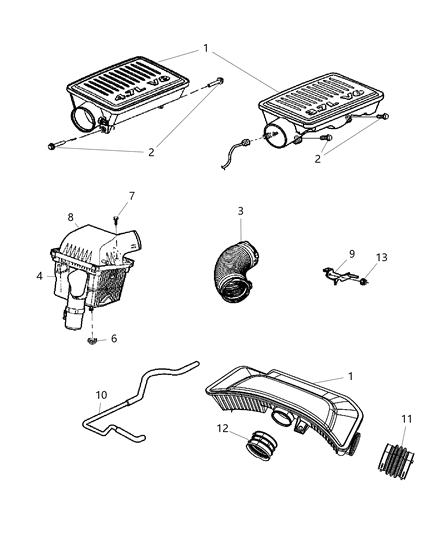 2005 Jeep Grand Cherokee RESONATOR-Air Cleaner Diagram for 53013521AB