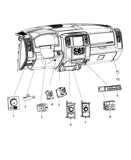 2013 Ram 2500 Switch-Instrument Panel Diagram for 68137080AC