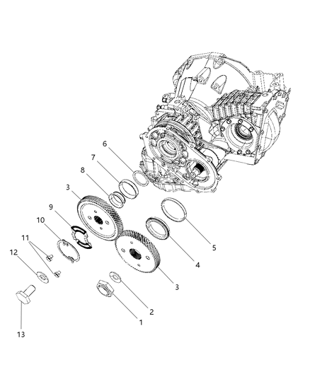 2008 Chrysler Sebring Transfer & Output Gears Diagram 1