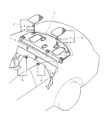 2003 Chrysler Sebring Grille-Rear Shelf Speaker Diagram for MR641733