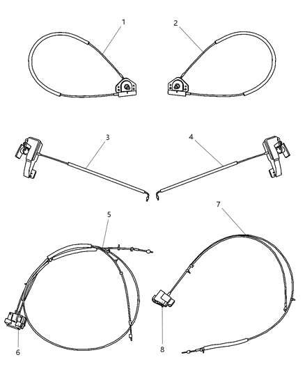 2007 Dodge Ram 3500 60/40 Load Floor/ Kneel And Table Position Cables - Rear Seats Diagram