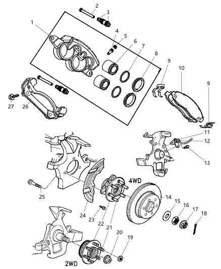 2003 Dodge Dakota Sensor-Anti-Lock Brakes Diagram for 56028583AA
