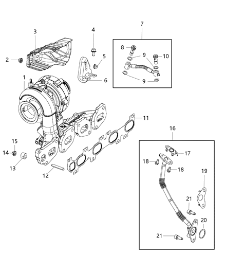 2020 Jeep Cherokee Exhaust Manifold Turbocharger Assembly Diagram