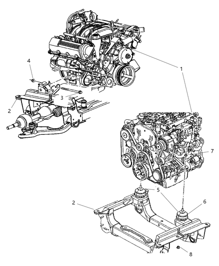 2007 Jeep Liberty INSULATOR-Engine Mount Diagram for 52129011AC