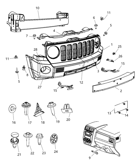 2007 Jeep Patriot Panel-Upper FASCIA Diagram for 5116364AA
