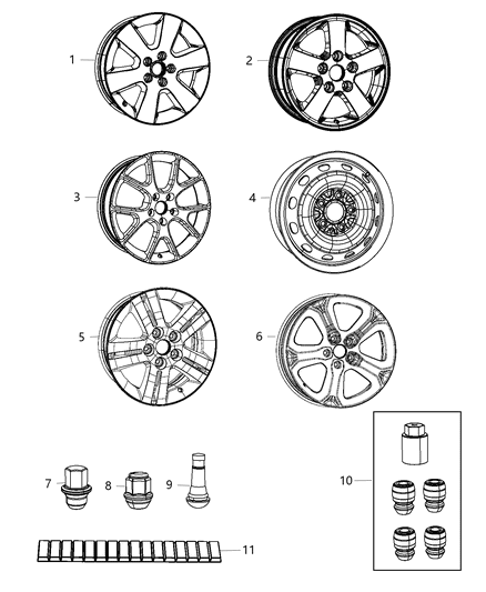 2014 Dodge Journey Wheels & Hardware Diagram