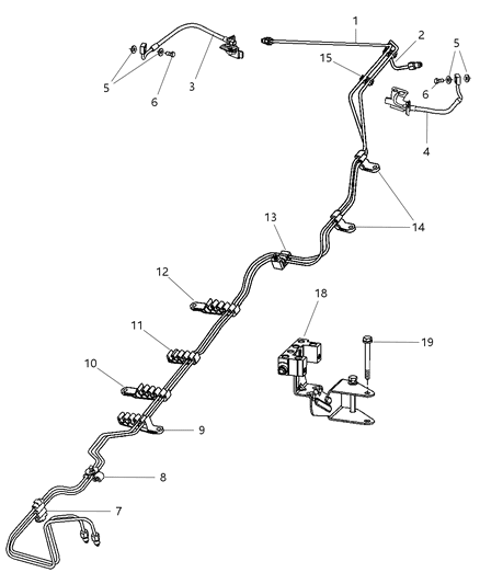 2001 Dodge Intrepid Clip-Brake Tube Diagram for 5011723AA
