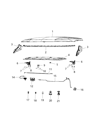 2021 Jeep Compass Hood & Related Parts Diagram