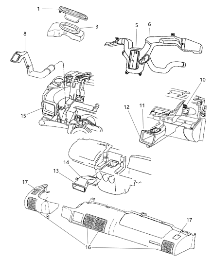 1999 Dodge Neon Air Distribution Ducts, Outlets Diagram