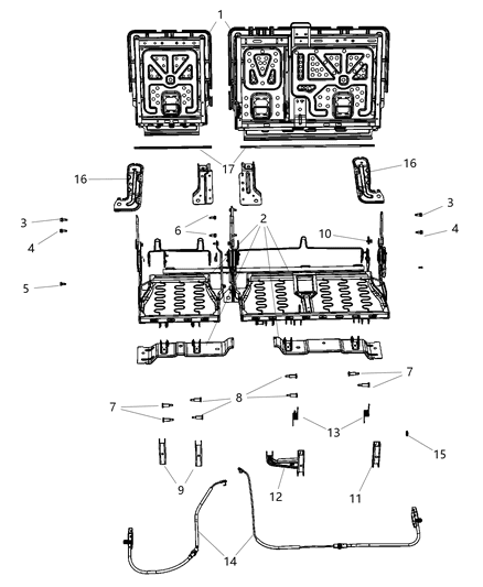 2011 Jeep Grand Cherokee Second Row - Rear Seats Diagram