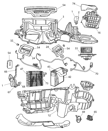 2003 Dodge Durango Duct-A/C And Heater Unit Diagram for 55055984AB