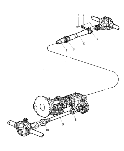 1999 Jeep Grand Cherokee Propeller Shaft, Front And Rear Diagram