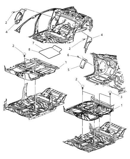 2002 Chrysler Sebring Mat Kit-Floor - Rear Diagram for 82205974