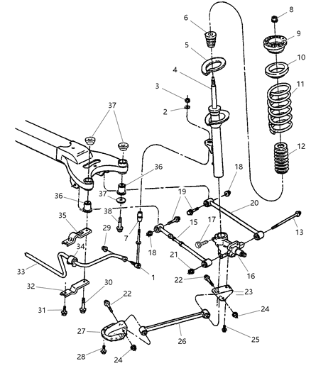 2000 Chrysler LHS Nut-HEXAGON Nut-CONED Washer Diagram for 6502964
