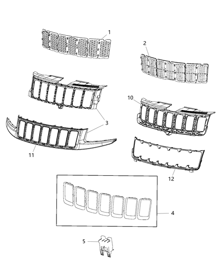 2016 Jeep Grand Cherokee Grille-Texture Diagram for 68143073AC