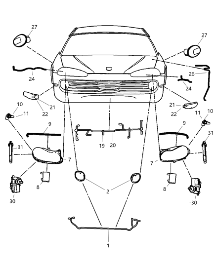 2001 Dodge Intrepid Lamp - Front Diagram
