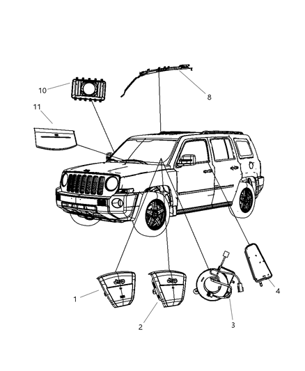 2007 Jeep Patriot Side Curtain Air Bag Diagram for 55351259AA