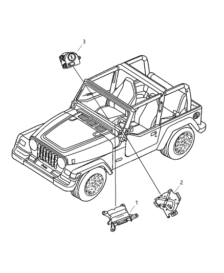 2005 Jeep Wrangler Air Bag Modules & Sensors Diagram