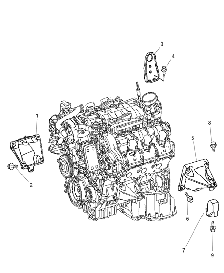 2007 Dodge Sprinter 2500 Engine Mount & Bracket Diagram 1