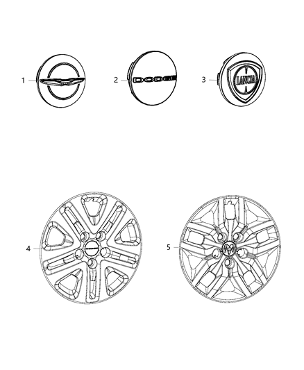 2015 Dodge Grand Caravan Wheel Covers & Center Caps Diagram