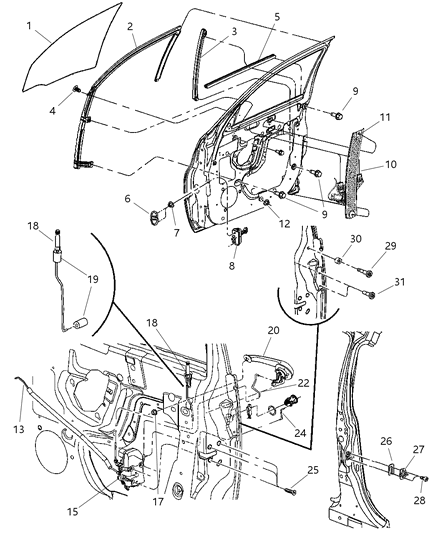 2006 Chrysler PT Cruiser Link-Outside Handle To Latch Diagram for 4724644AB