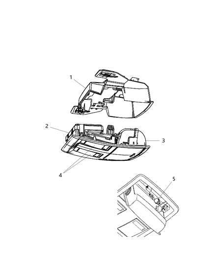 2013 Dodge Challenger Housing-Overhead Console Diagram for 1AH29XDVAB