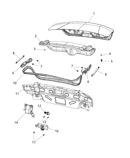 2014 Dodge Avenger Deck Lid & Related Parts Diagram 1