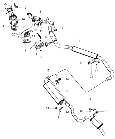 2014 Dodge Grand Caravan Exhaust Crossover Pipe Diagram for 68210982AB