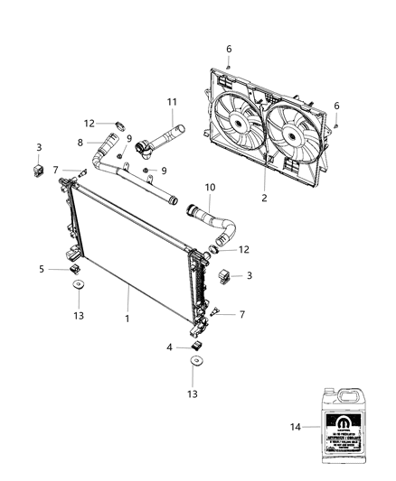 2014 Jeep Cherokee Hose-Radiator Outlet Diagram for 68102133AB