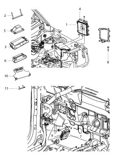 2011 Jeep Patriot Engine Controller Module Diagram for 5150352AF