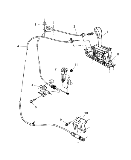 2004 Jeep Liberty Transmission Gearshift Control Cable Diagram for 52109748AA