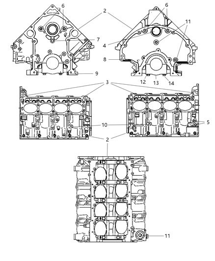 2008 Chrysler Aspen Engine Cylinder Block And Hardware Diagram 2