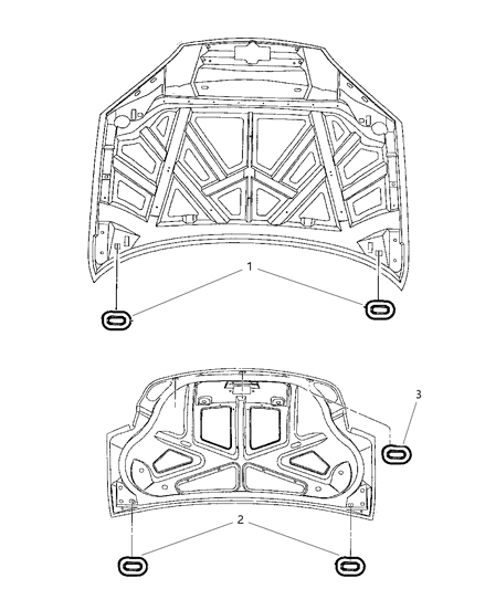 2001 Dodge Intrepid Plugs - Hood & Deck Lid Diagram