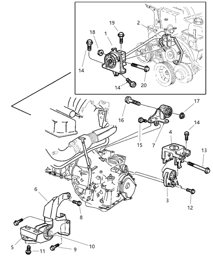 1997 Chrysler Town & Country Engine Mounts Diagram 3