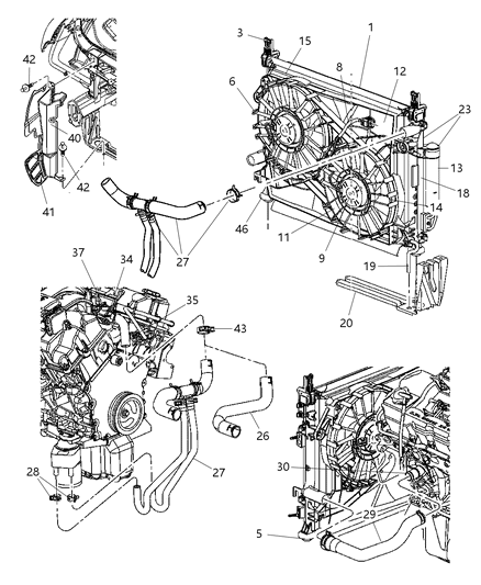 2007 Dodge Charger Engine Cooling Radiator Diagram for 2AMR2767AA