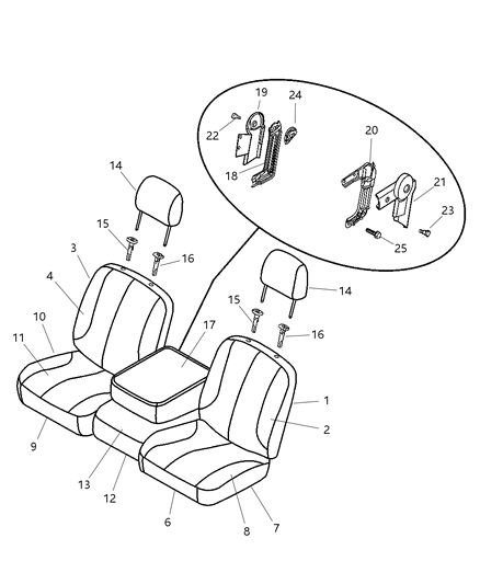 2004 Dodge Ram 3500 Seat Back-Front Diagram for ZK631L5AA