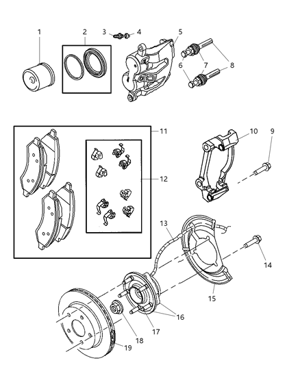 2007 Dodge Dakota Sensor-Anti-Lock Brakes Diagram for 5142770AA
