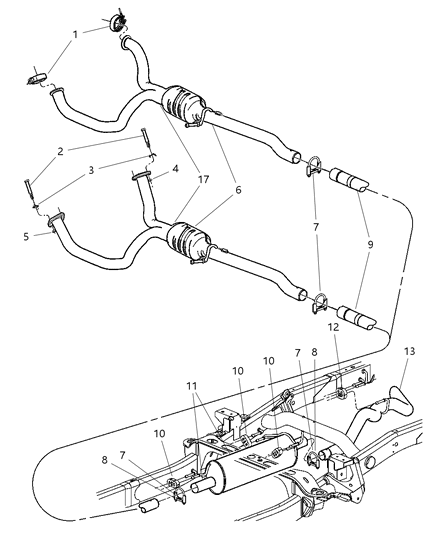 2003 Dodge Ram 1500 Exhaust Extension Pipe Diagram for 52110198AA