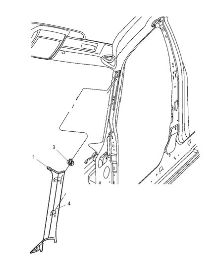 2008 Dodge Charger Interior Moldings And Pillars - A Pillar Diagram