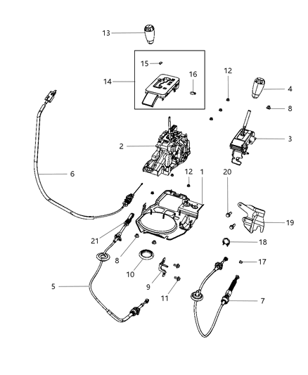 2014 Jeep Wrangler Screw-Shift Cable Diagram for 6508993AA