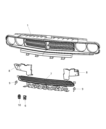 2012 Dodge Challenger Grille-Radiator Diagram for 68043388AA
